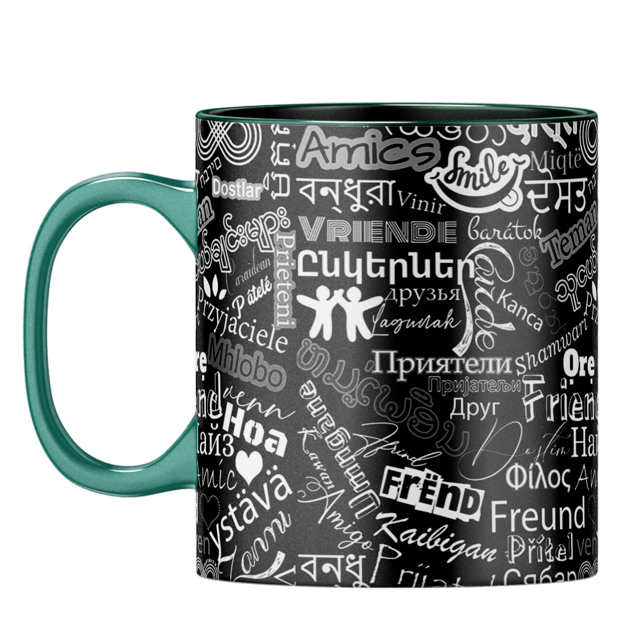 Friend in All Languages Coffee Mug Dark Green