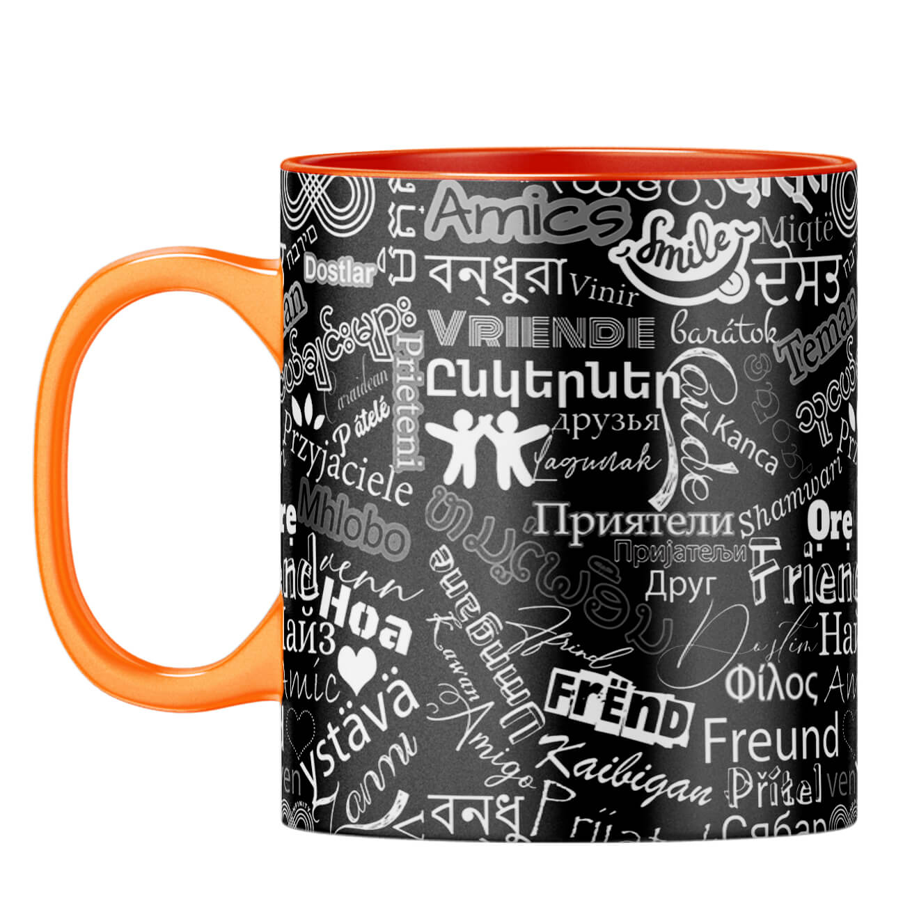 Friend in All Languages Coffee Mug Orange