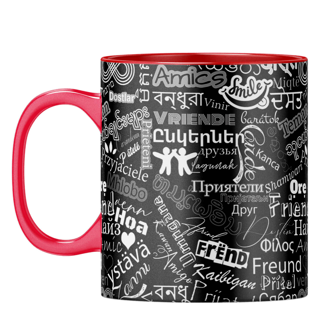 Friend in All Languages Coffee Mug Red