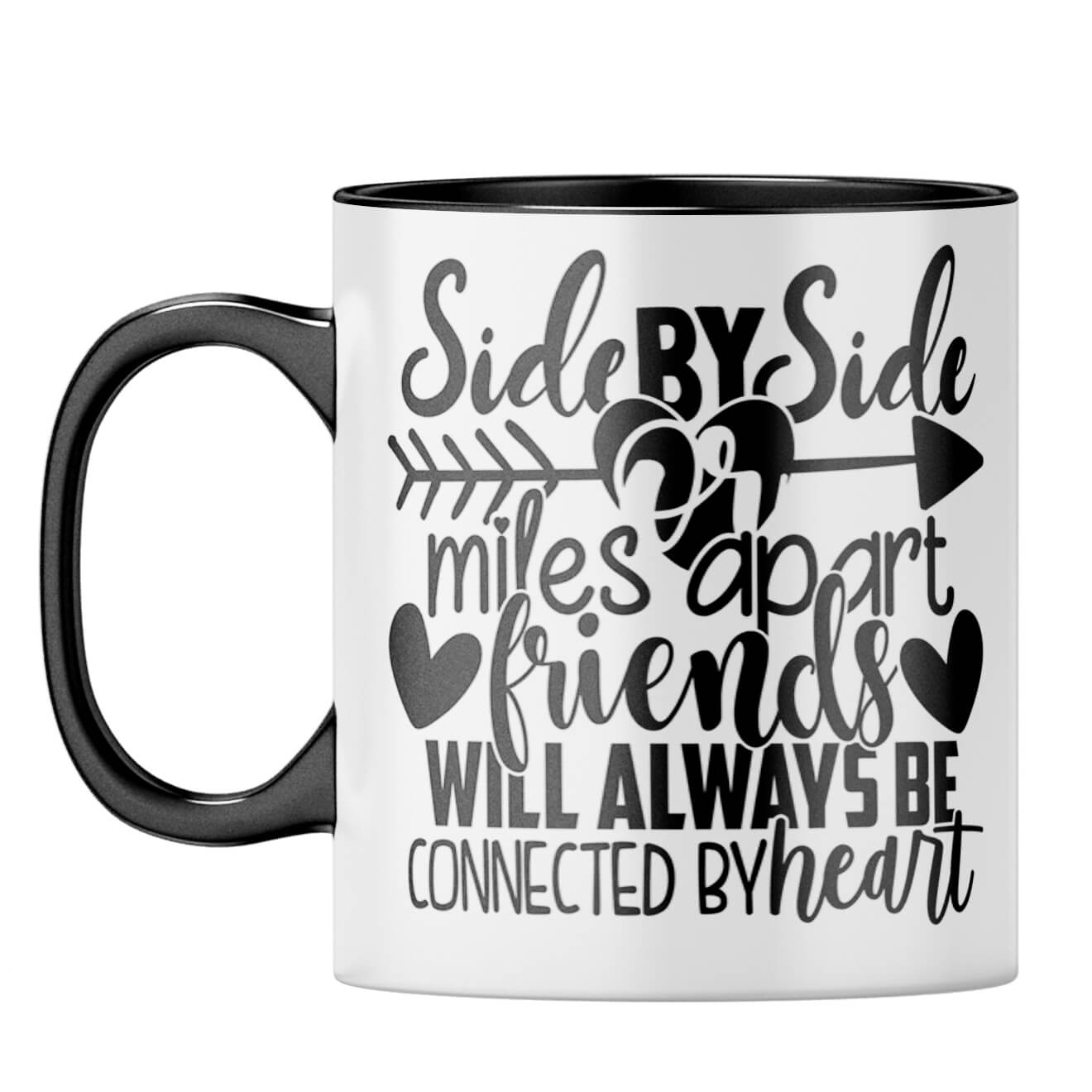 Friends Connected By Heart Coffee Mug Black