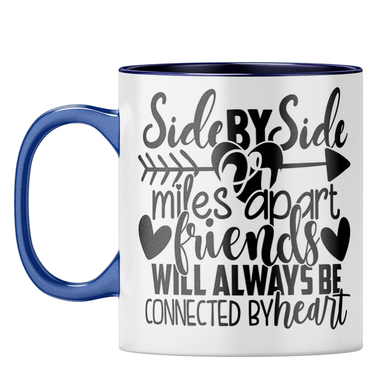 Friends Connected By Heart Coffee Mug Dark Blue