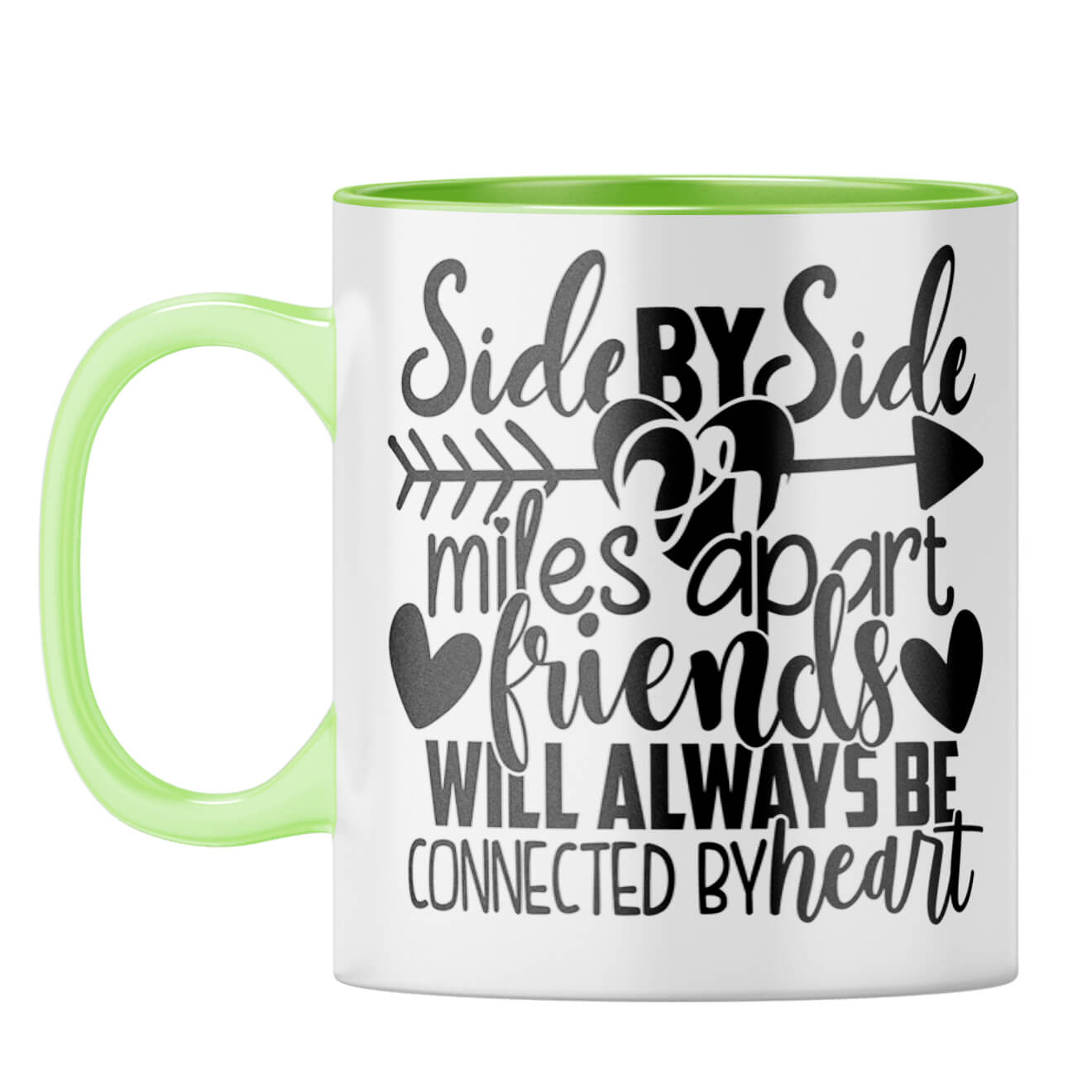 Friends Connected By Heart Coffee Mug Light Green
