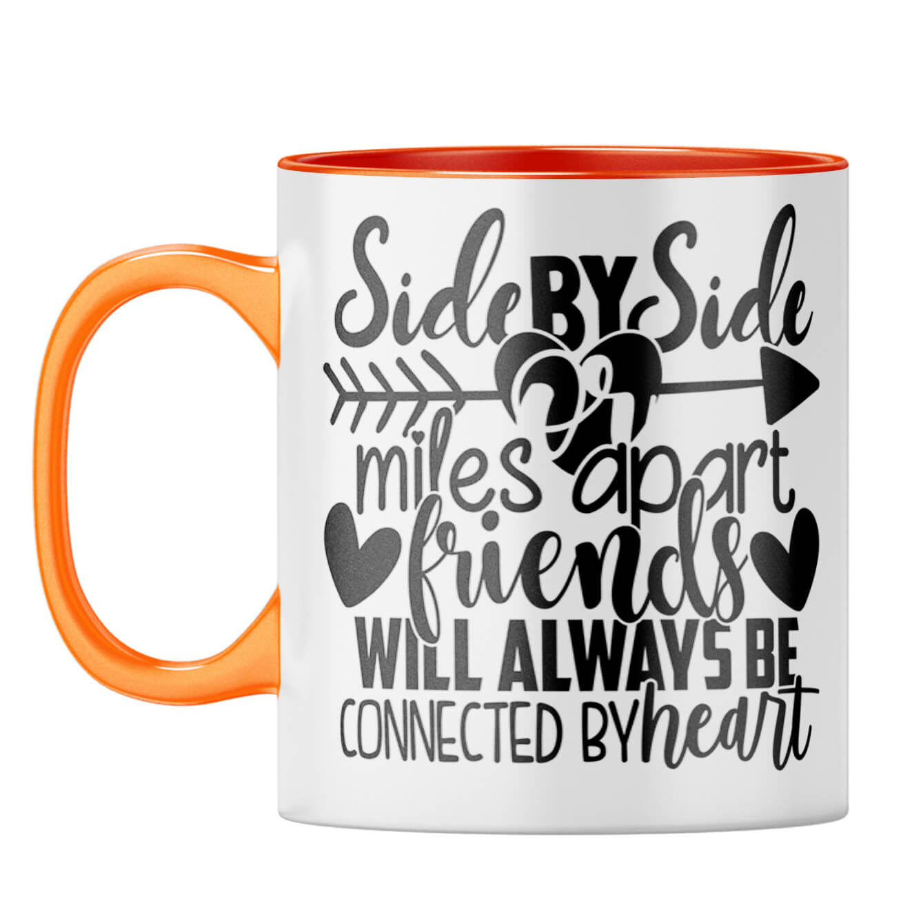 Friends Connected By Heart Coffee Mug Orange