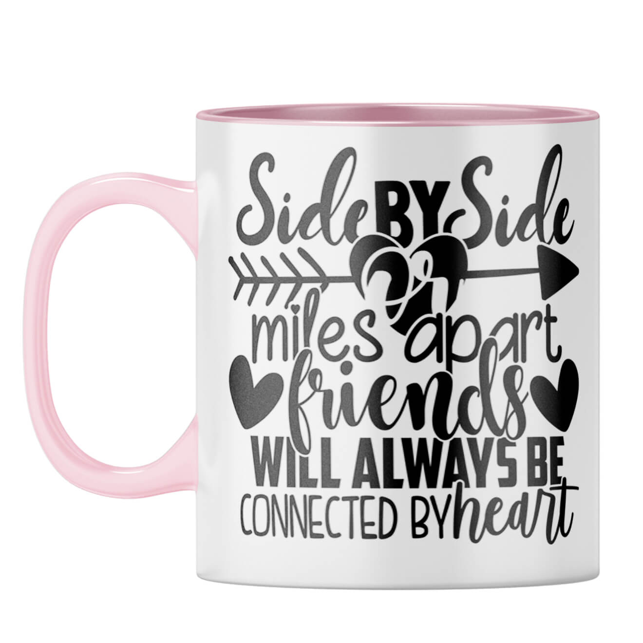 Friends Connected By Heart Coffee Mug Pink