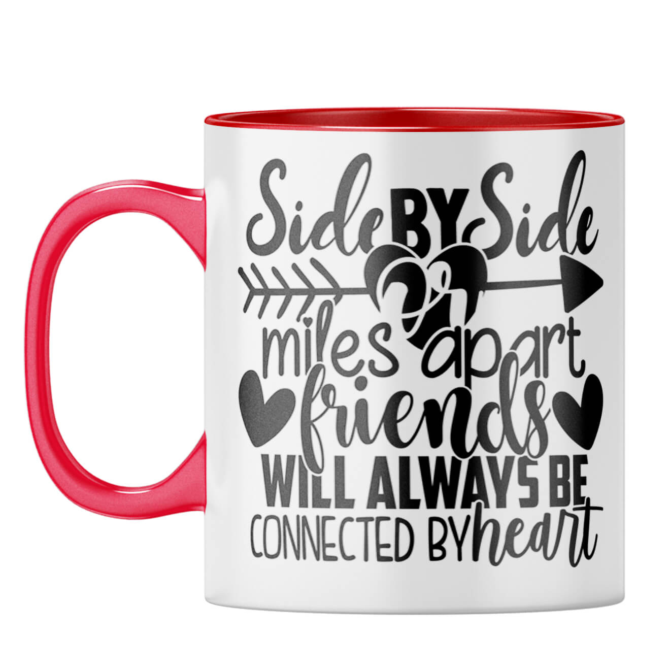 Friends Connected By Heart Coffee Mug Red