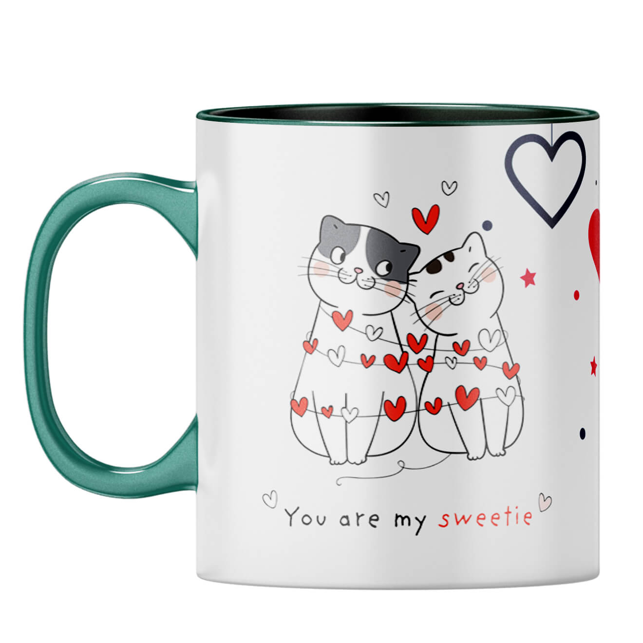 Hugs and Kisses Coffee Mug Dark Green