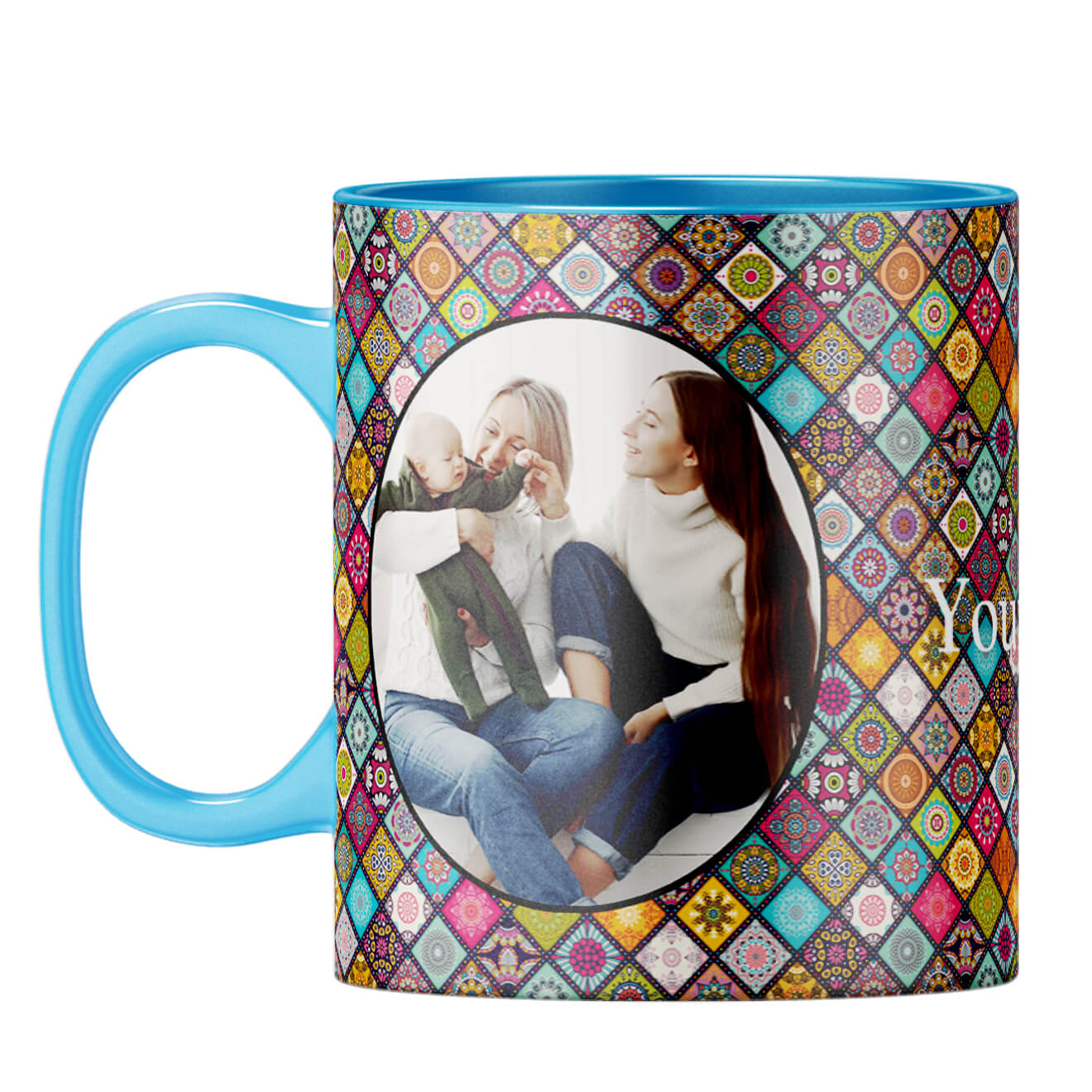 Mandala Photo Coffee Mug Light Blue