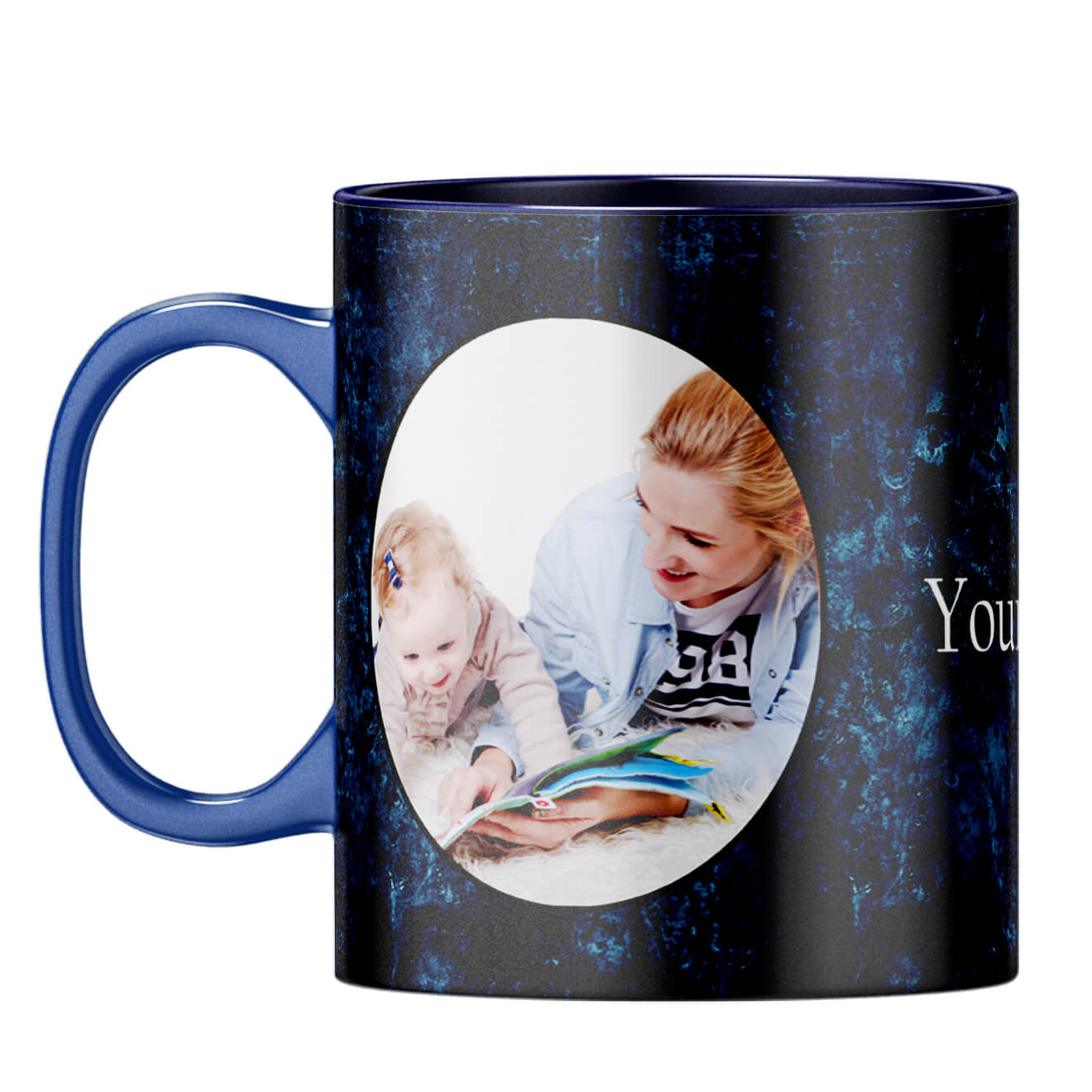 Photo on Blue Coffee Mug Dark Blue