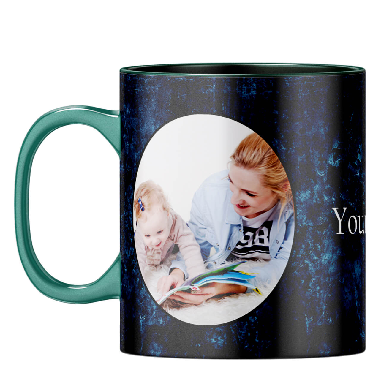 Photo on Blue Coffee Mug Dark Green