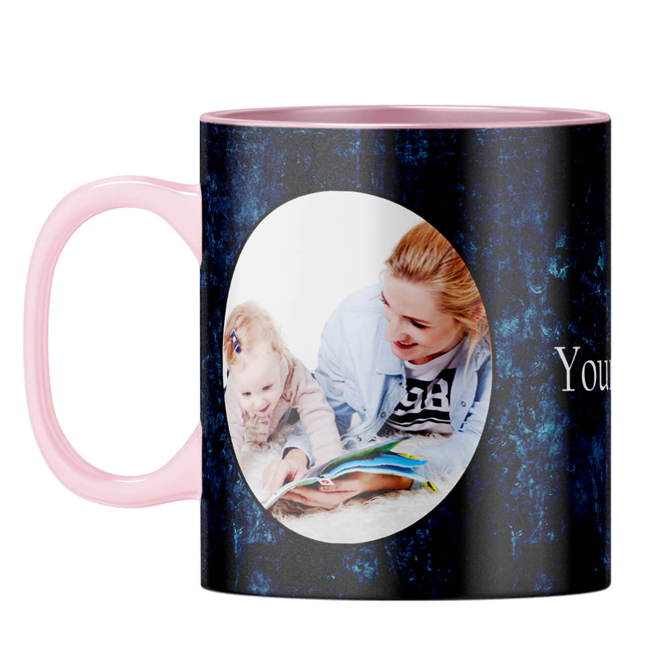 Photo on Blue Coffee Mug Pink