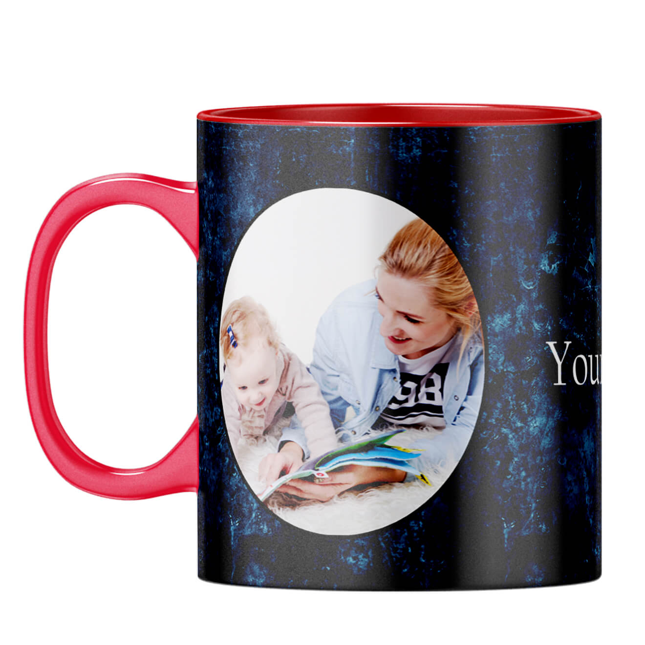 Photo on Blue Coffee Mug Red