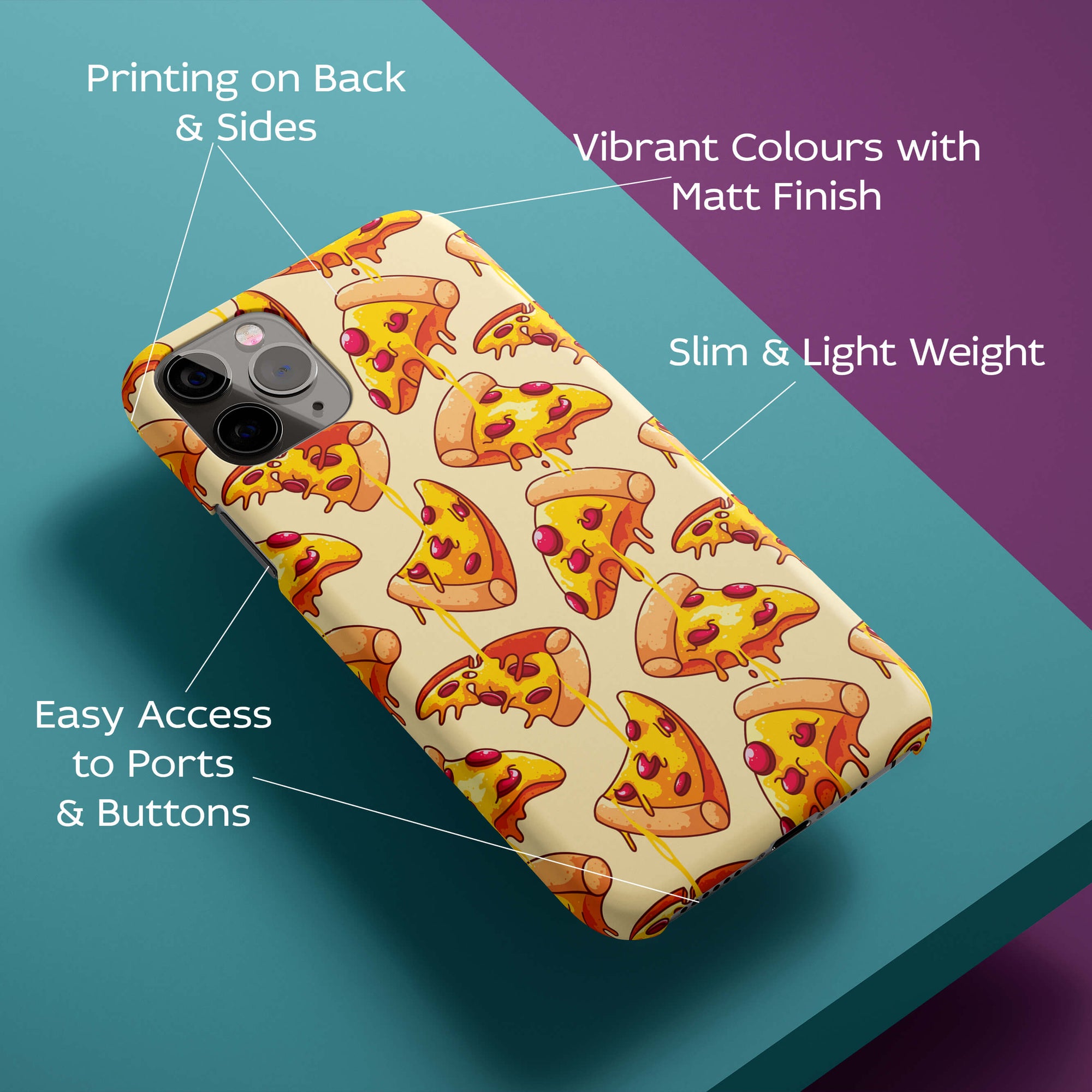 Yummy Pizza Pattern Back Cover for HardPlasticIK0018Hard Plastic