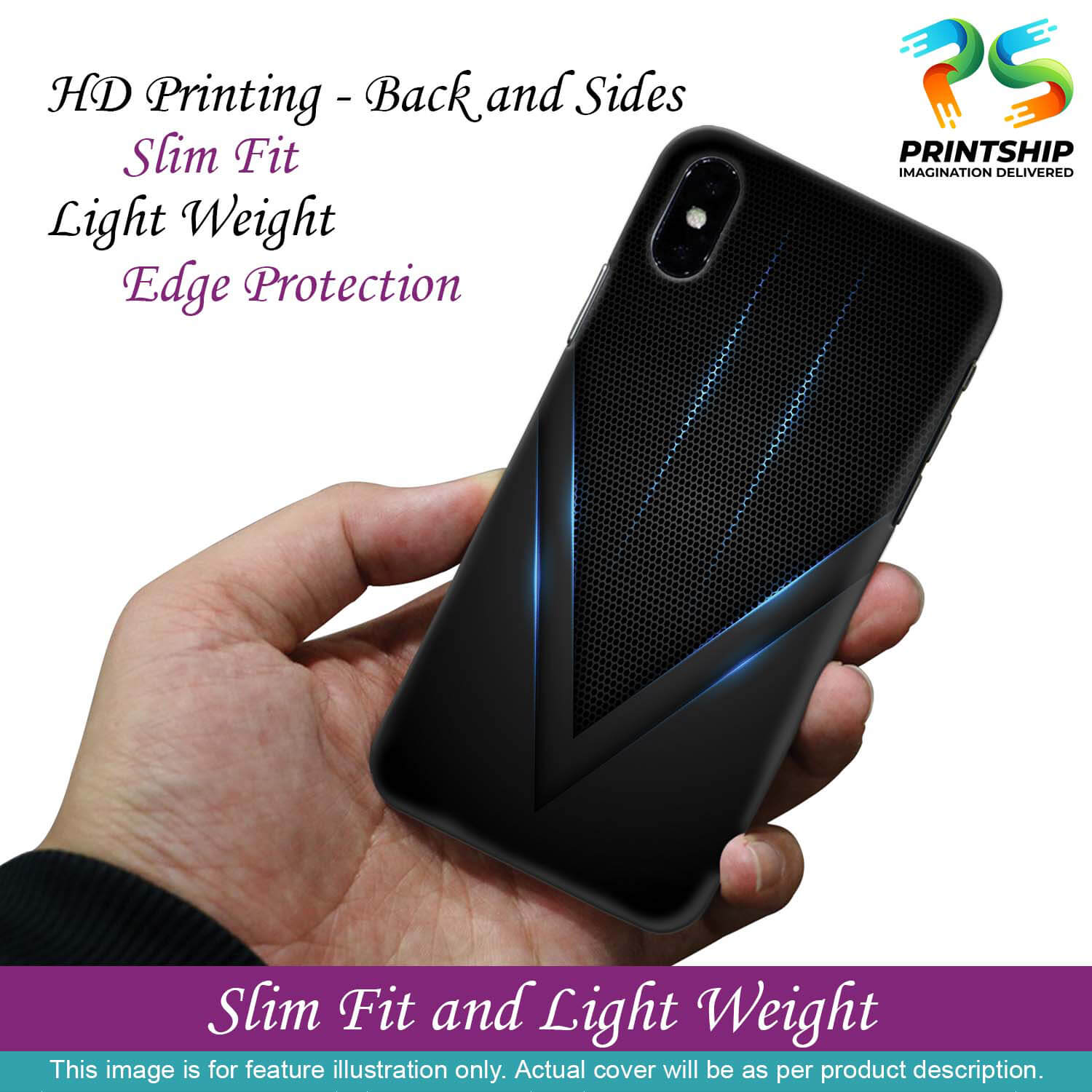 A0114-Black and Blue Back Cover for Realme 5i-Image2