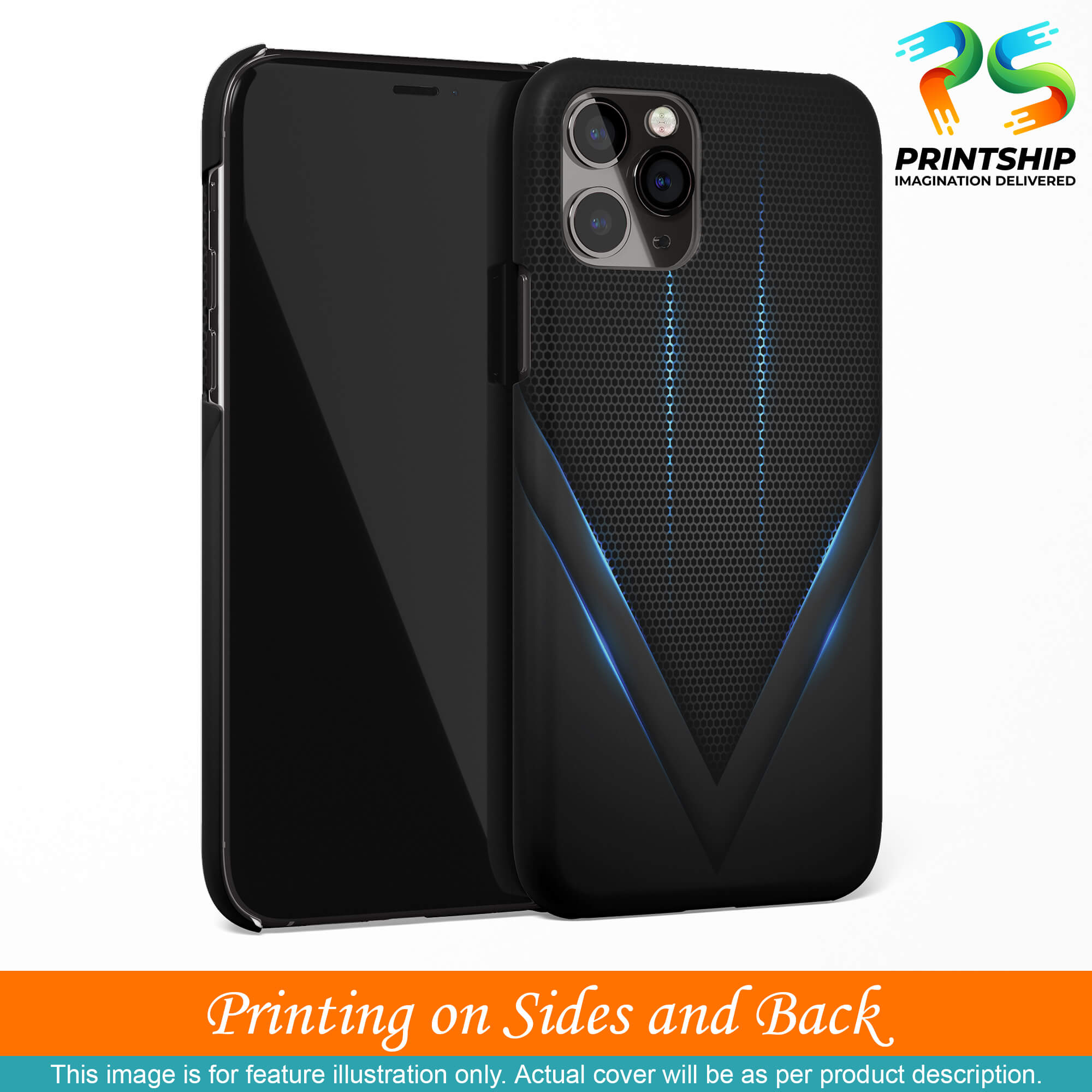 A0114-Black and Blue Back Cover for Xiaomi Redmi Note 7S-Image3