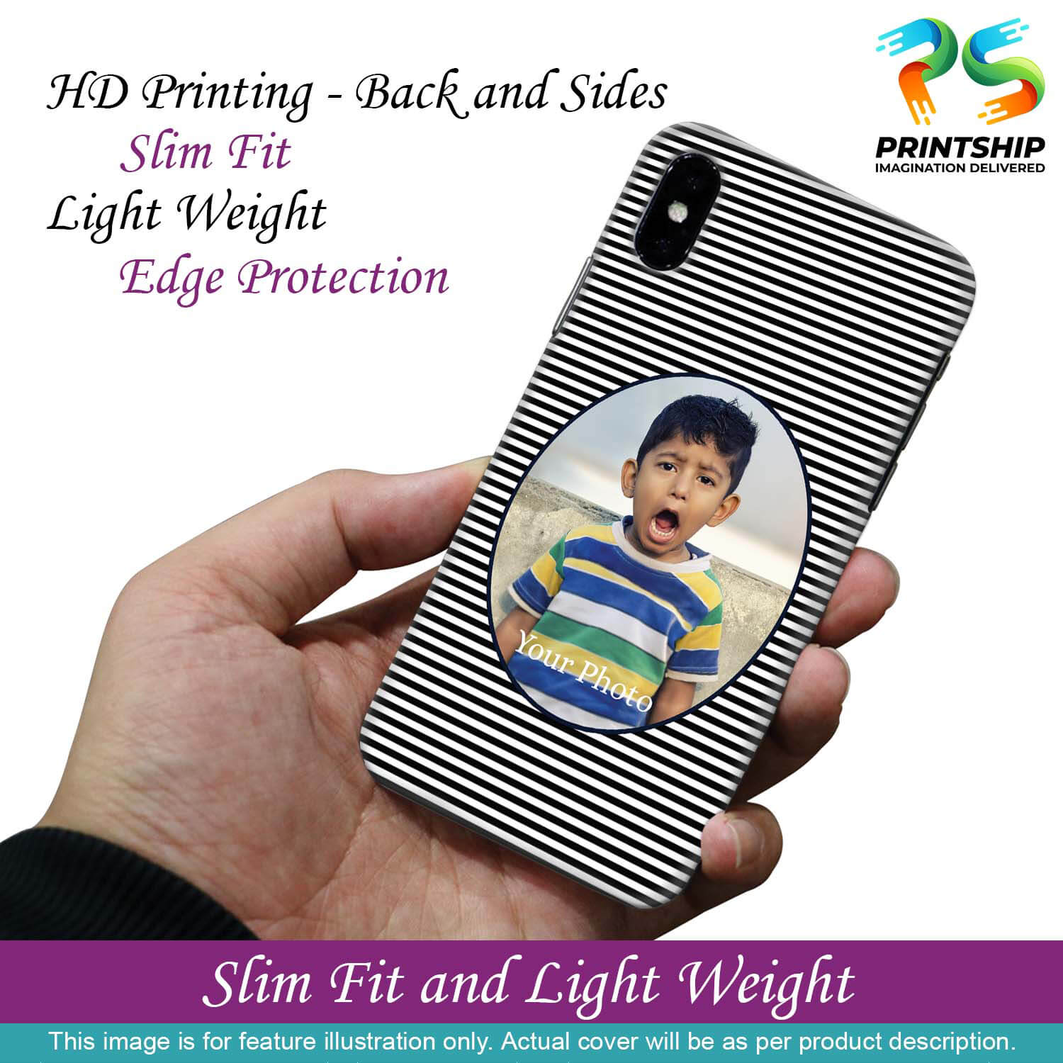 A0509-Stripes and Photo Back Cover for Realme C30