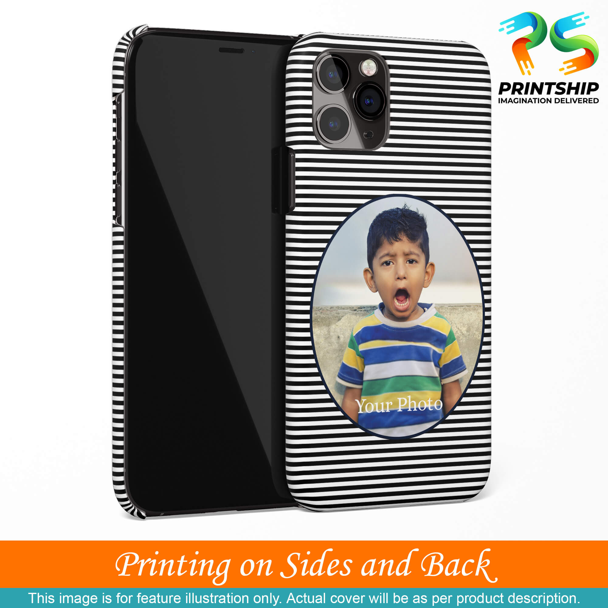 A0509-Stripes and Photo Back Cover for Oppo Realme C1-Image3