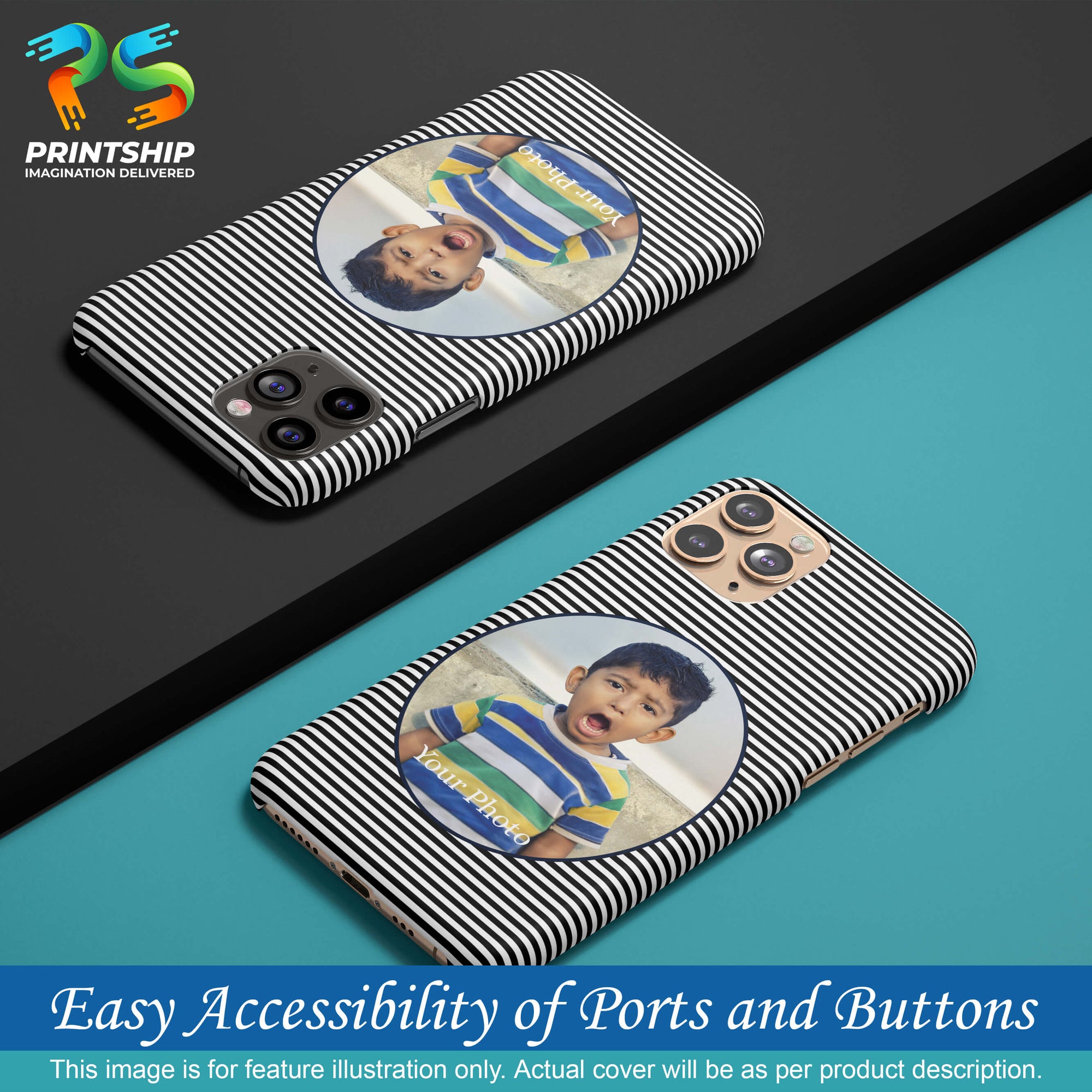 A0509-Stripes and Photo Back Cover for Realme 7-Image5