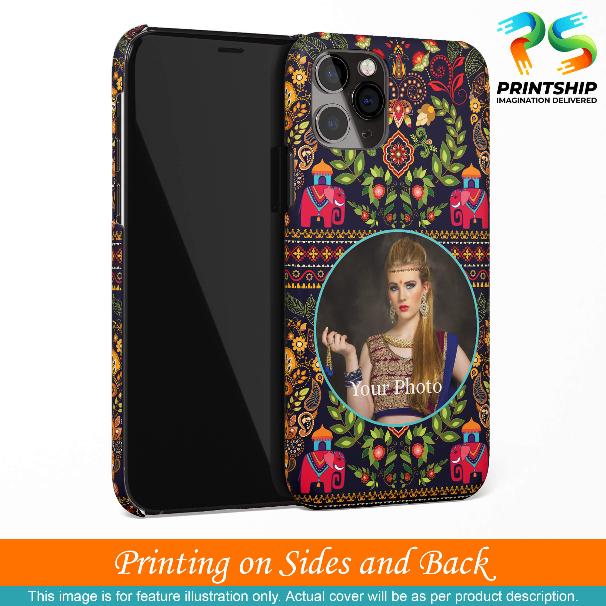 A0514-Mughal Pattern Photo Back Cover for Vivo Y55L-Image3