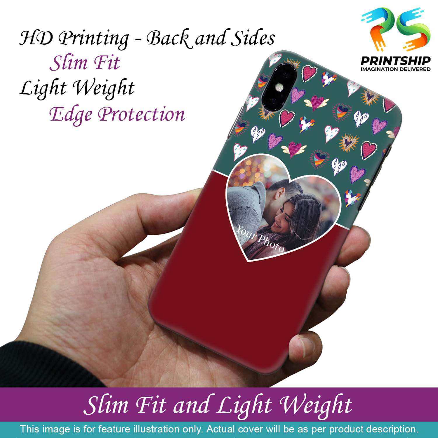 A0516-Hearts Photo Back Cover for Xiaomi Redmi Note 9