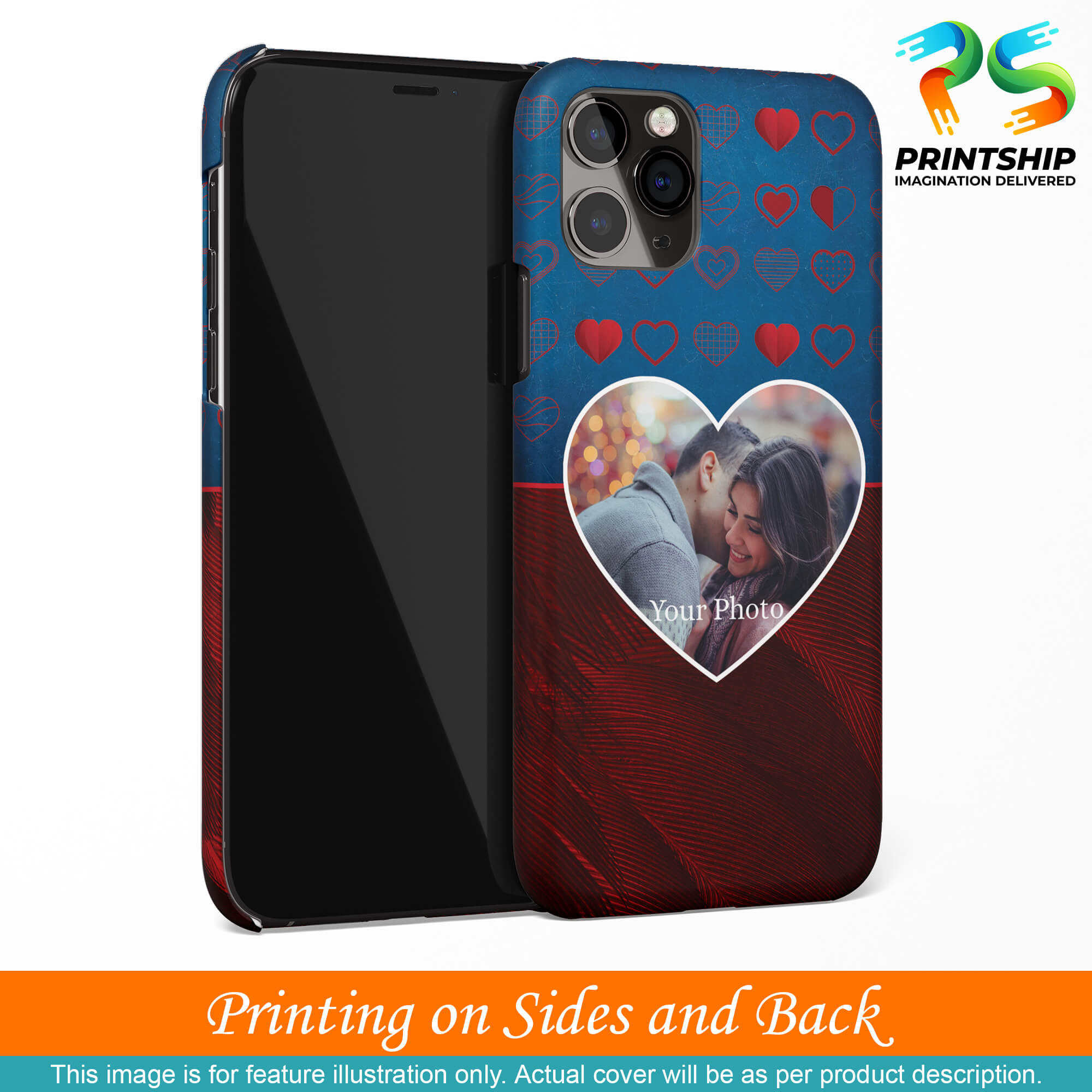 A0517-Blue Hearts Photo Back Cover for Realme Narzo 50-Image3