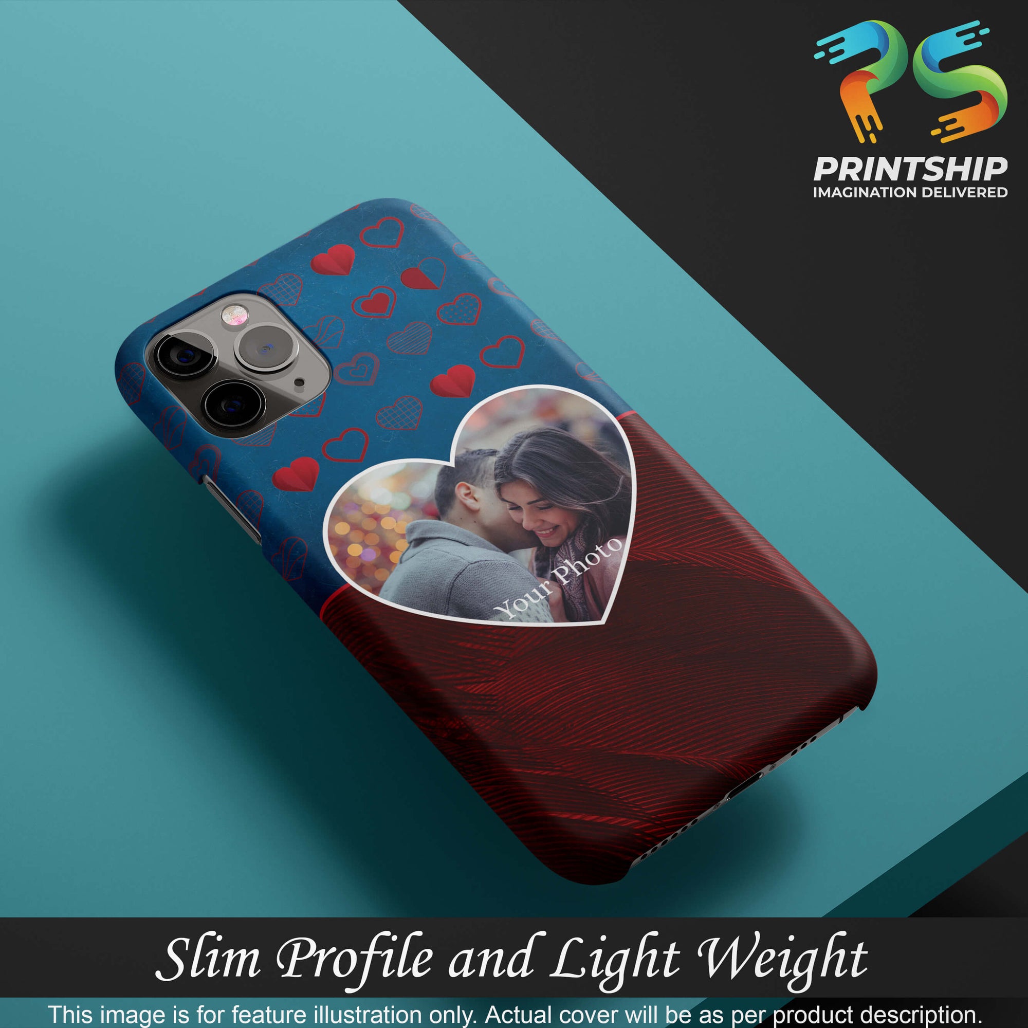 A0517-Blue Hearts Photo Back Cover for Realme V13 5G-Image4