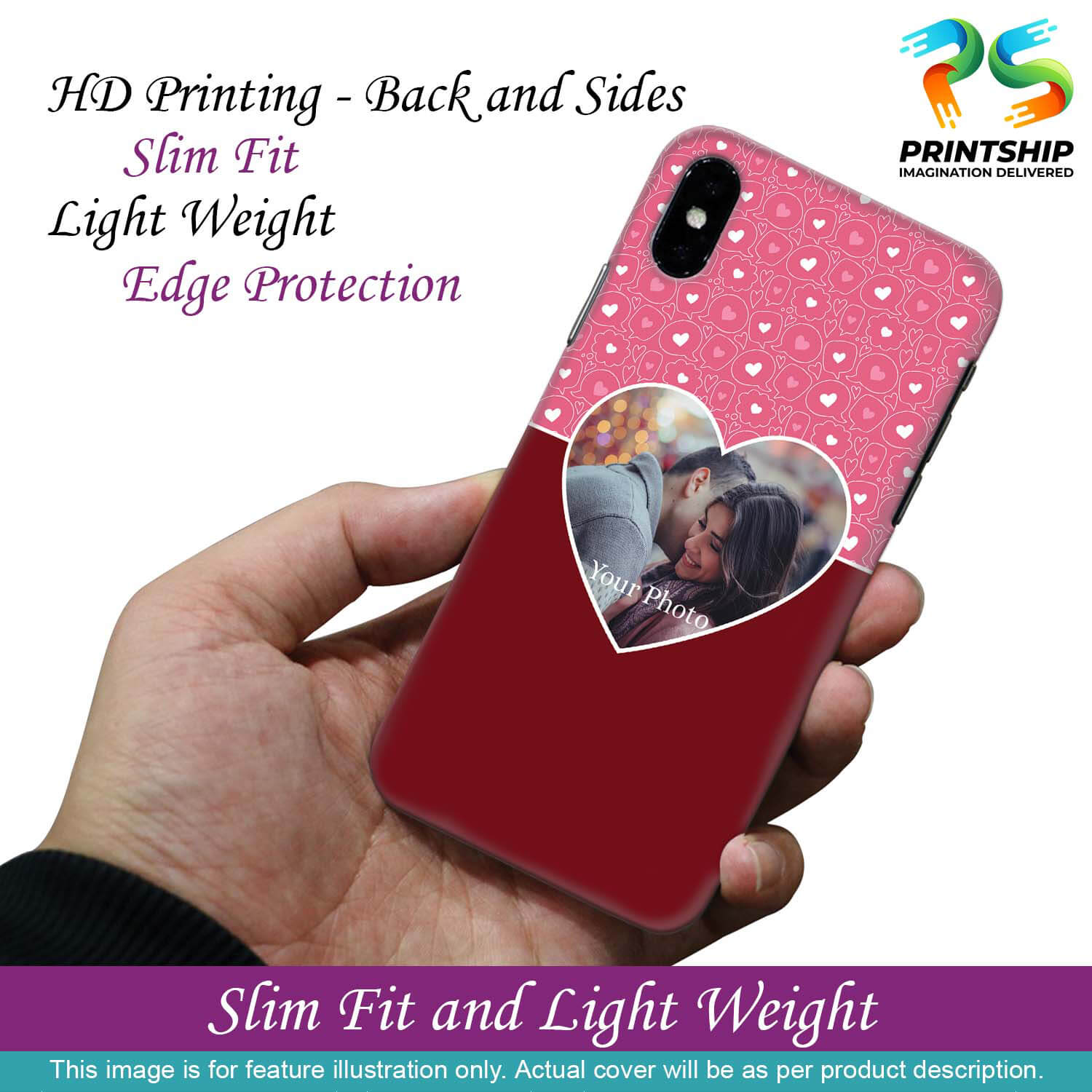 A0518-Pink Hearts Photo Back Cover for Xiaomi Redmi Note 8 Pro