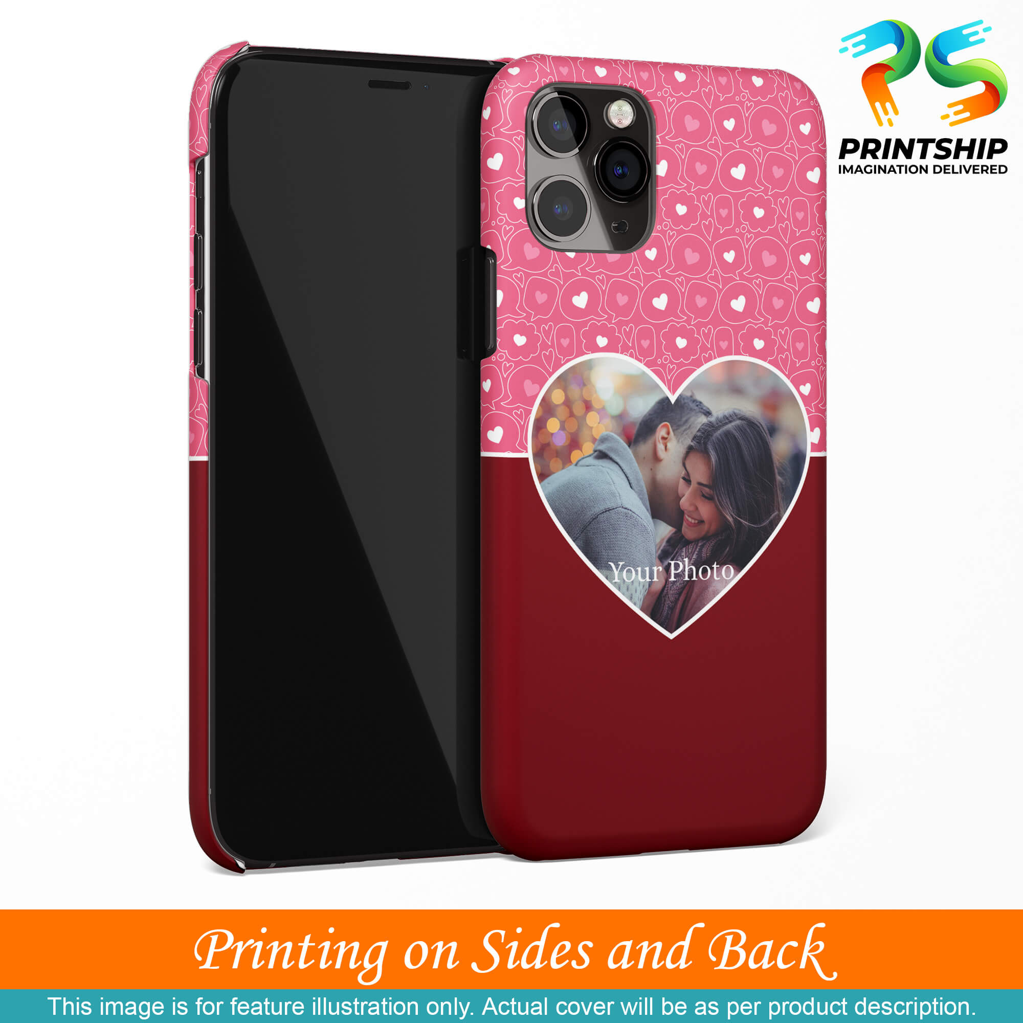 A0518-Pink Hearts Photo Back Cover for Realme V13 5G-Image3