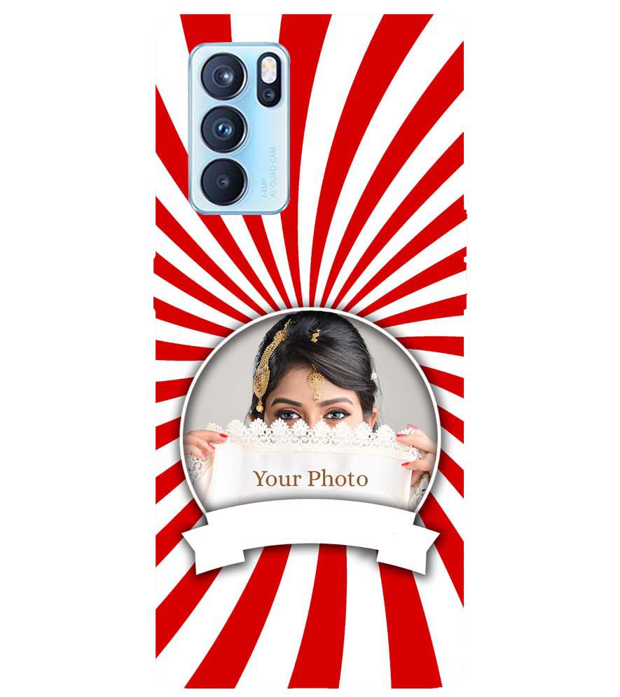 A0527-Red and White Frame Back Cover for Oppo Reno6 5G