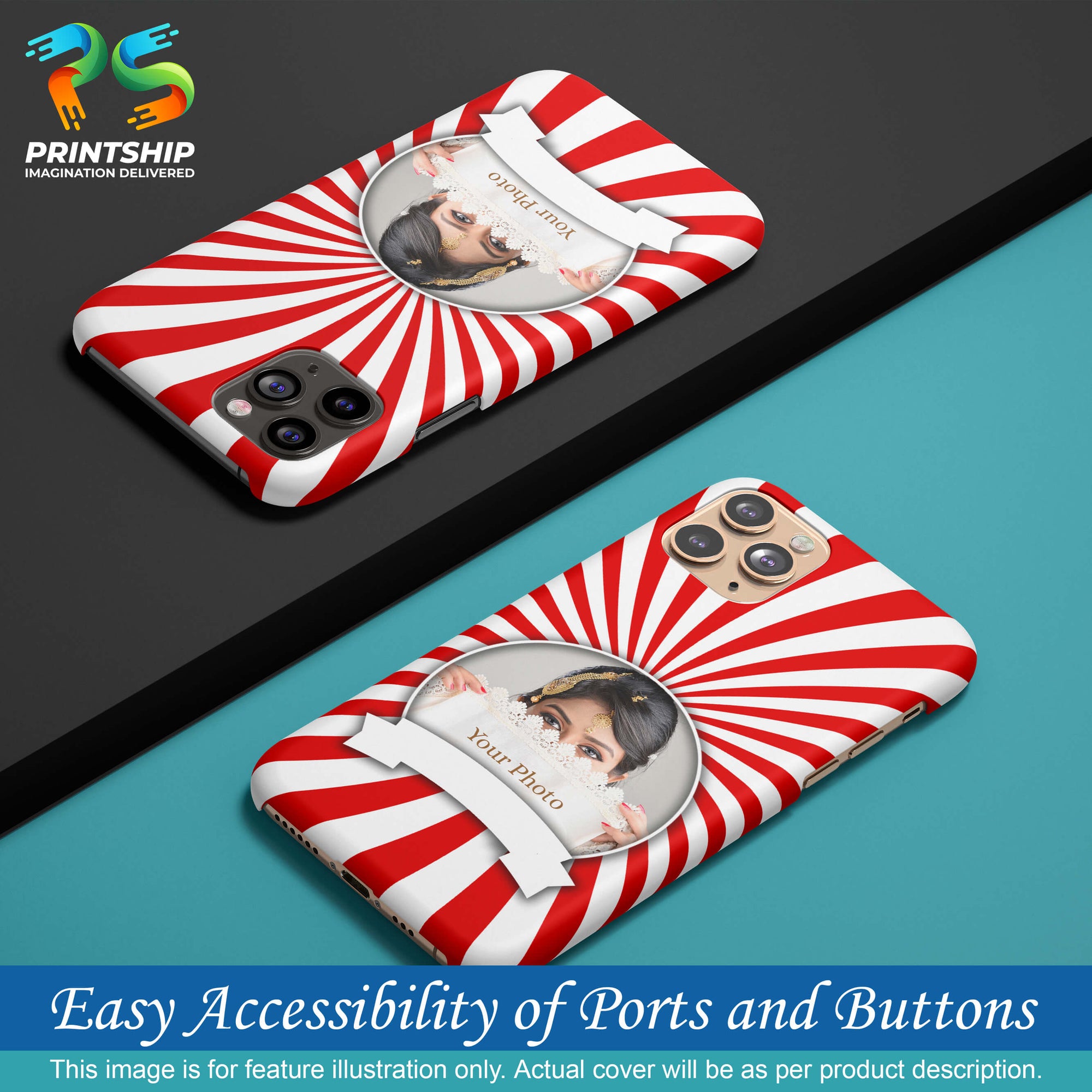 A0527-Red and White Frame Back Cover for Xiaomi Redmi Note 11 4G-Image5