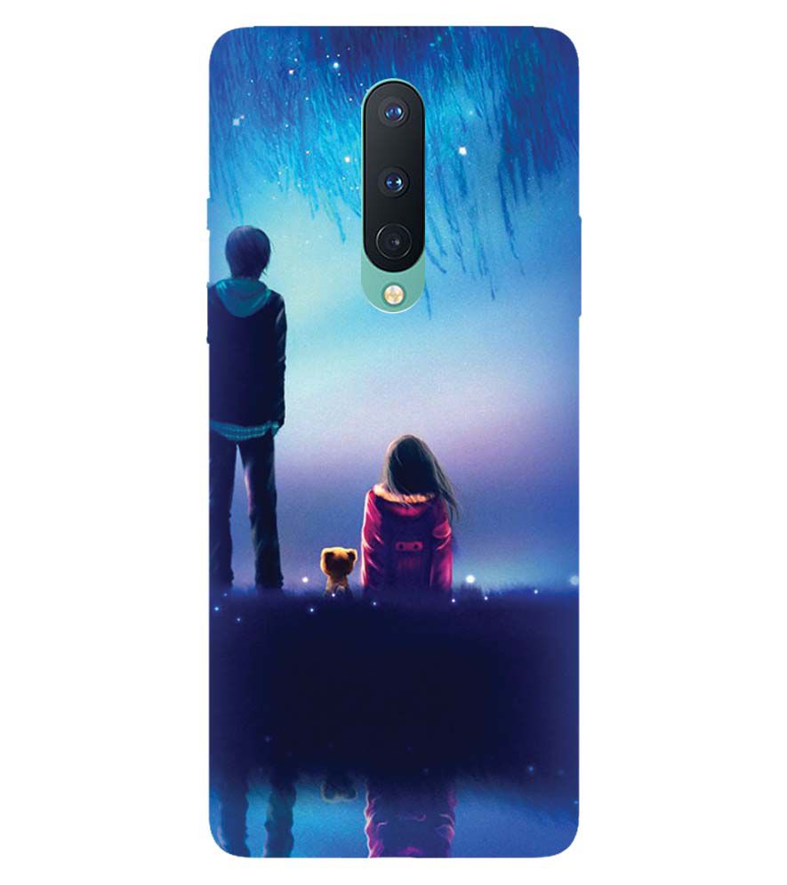 BT0106-A Girl And Boy With Blue Night Background Back Cover for OnePlus 8