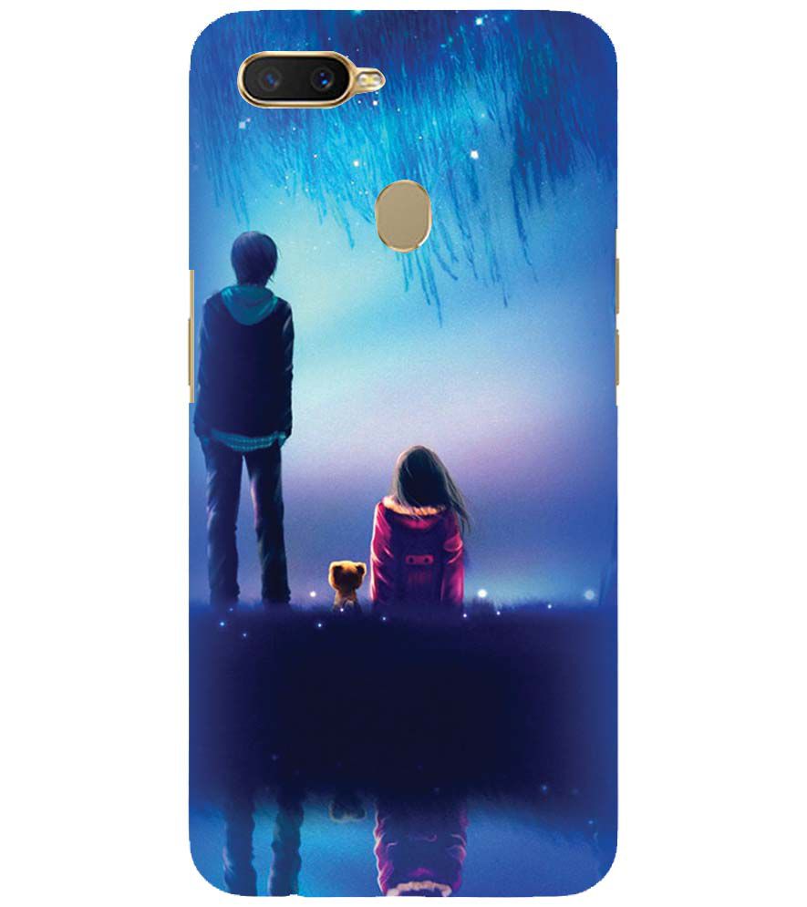 BT0106-A Girl And Boy With Blue Night Background Back Cover for Oppo A11K