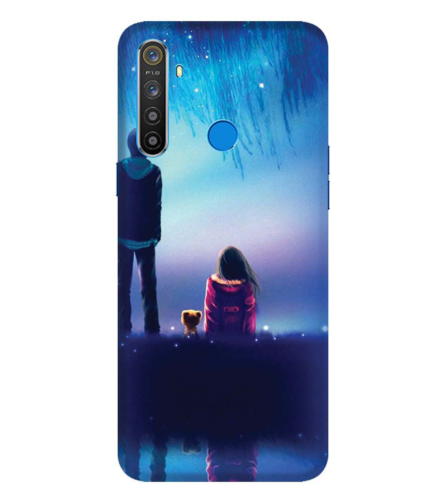 BT0106-A Girl And Boy With Blue Night Background Back Cover for Realme 5