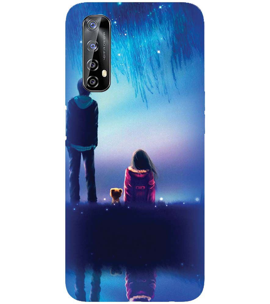 BT0106-A Girl And Boy With Blue Night Background Back Cover for Realme 7