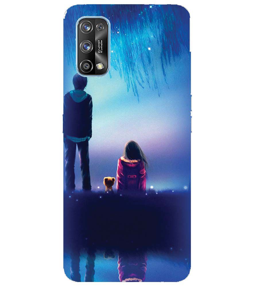 BT0106-A Girl And Boy With Blue Night Background Back Cover for Realme 7 Pro