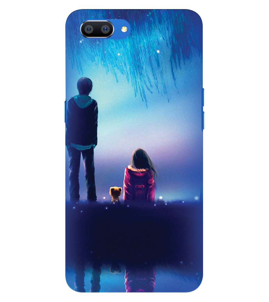 BT0106-A Girl And Boy With Blue Night Background Back Cover for Oppo Realme C1