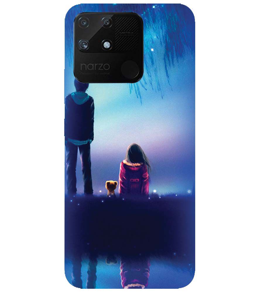 BT0106-A Girl And Boy With Blue Night Background Back Cover for Realme Narzo 50A