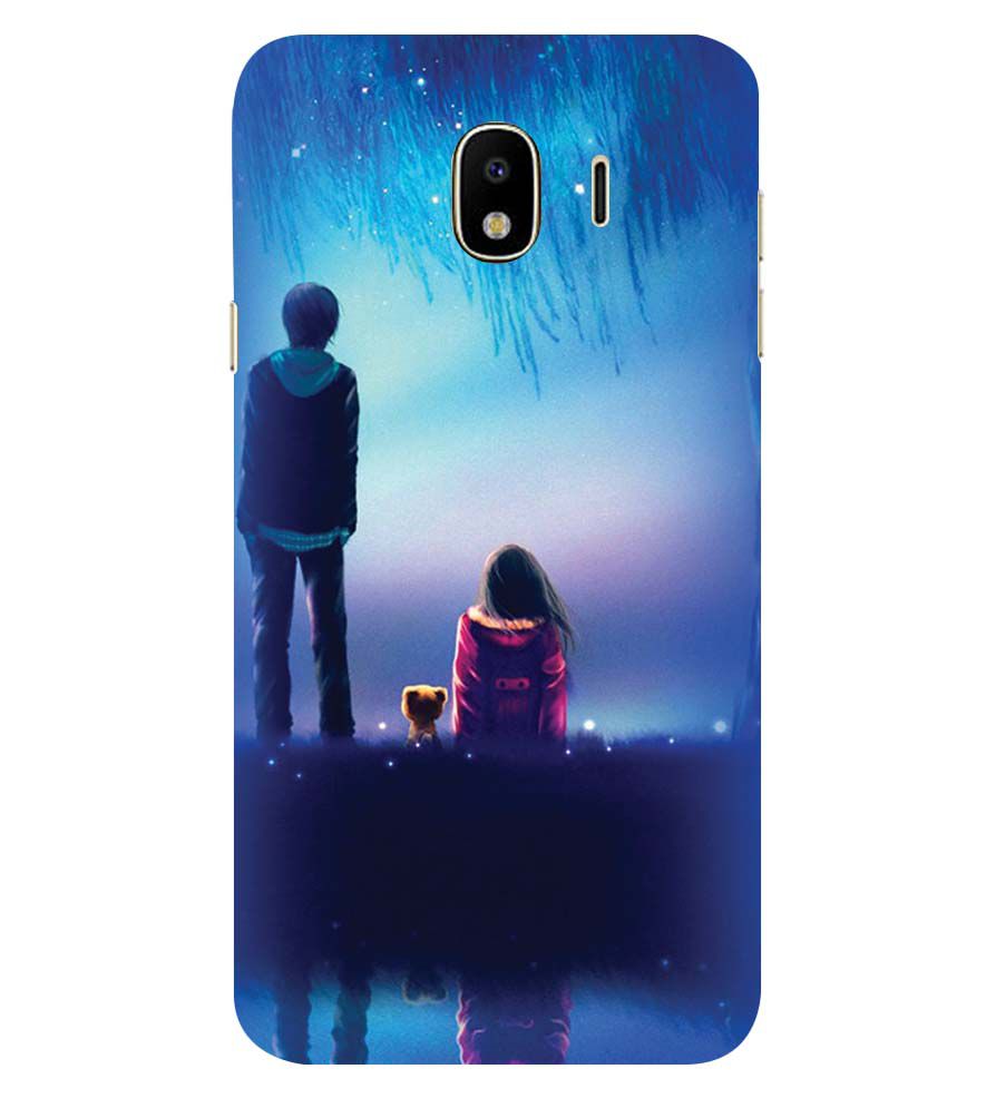 BT0106-A Girl And Boy With Blue Night Background Back Cover for Samsung Galaxy J4 (2018)