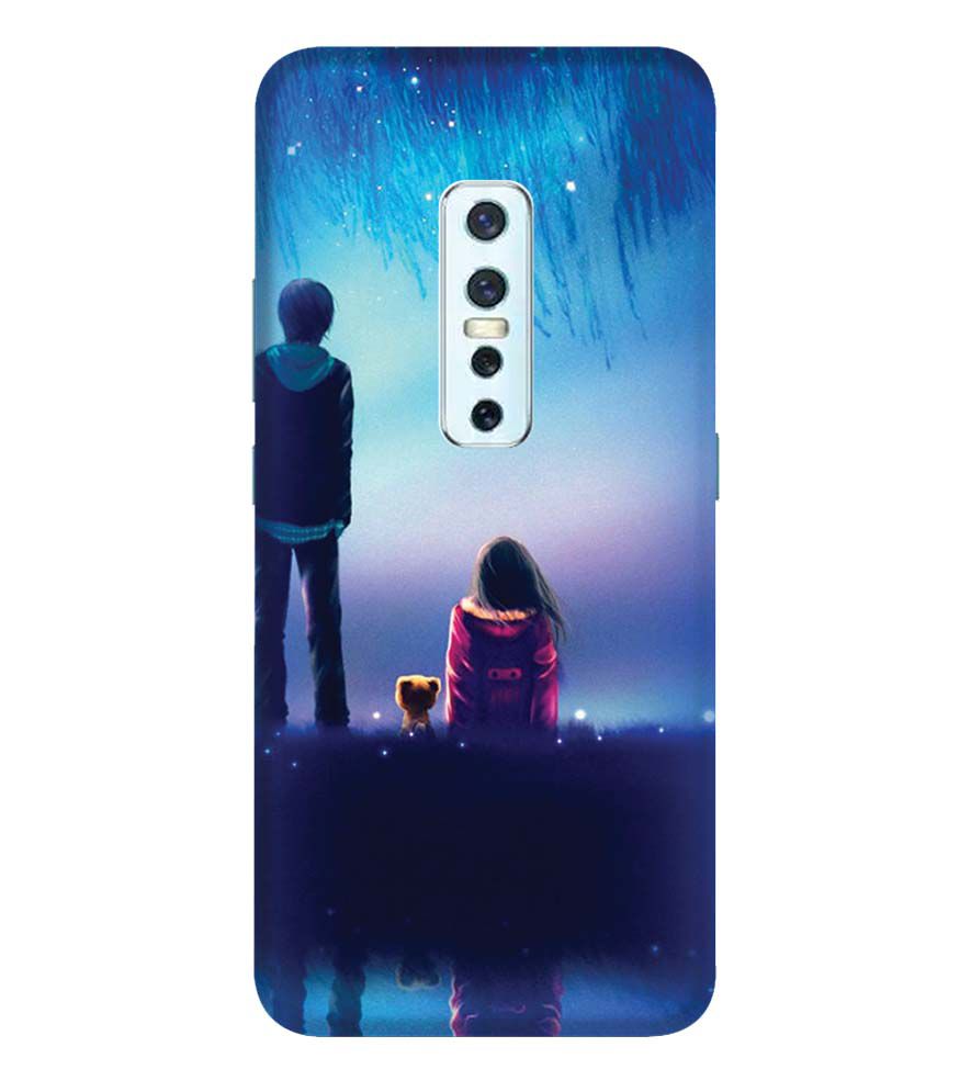 BT0106-A Girl And Boy With Blue Night Background Back Cover for Vivo V17 Pro