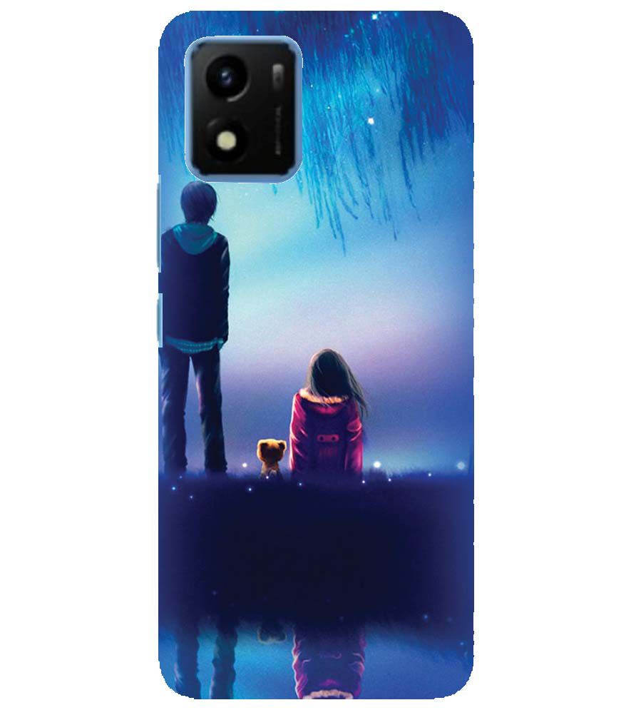 BT0106-A Girl And Boy With Blue Night Background Back Cover for vivo Y01