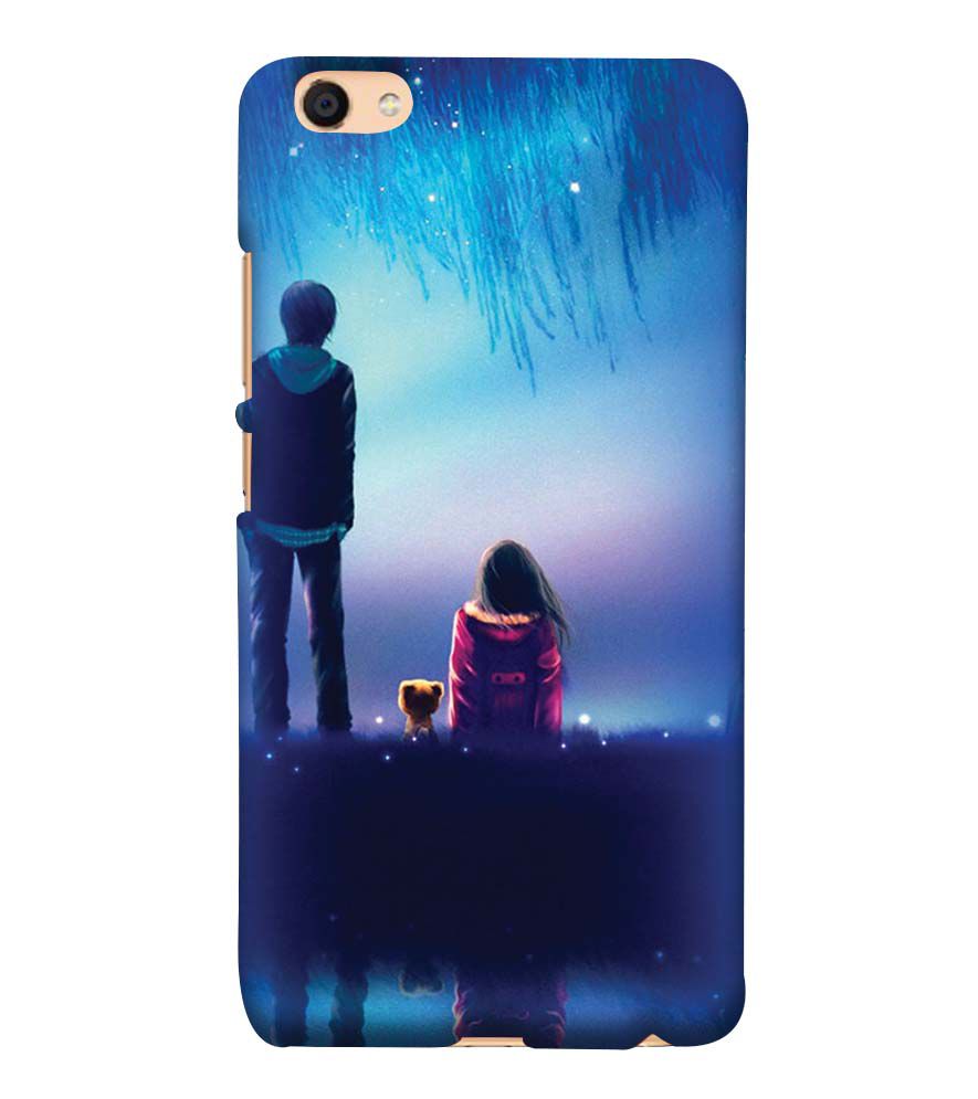 BT0106-A Girl And Boy With Blue Night Background Back Cover for Vivo Y55L