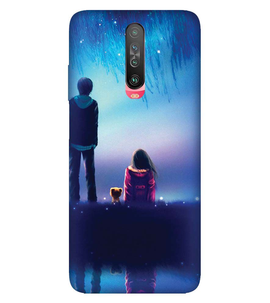 BT0106-A Girl And Boy With Blue Night Background Back Cover for Xiaomi Poco X2