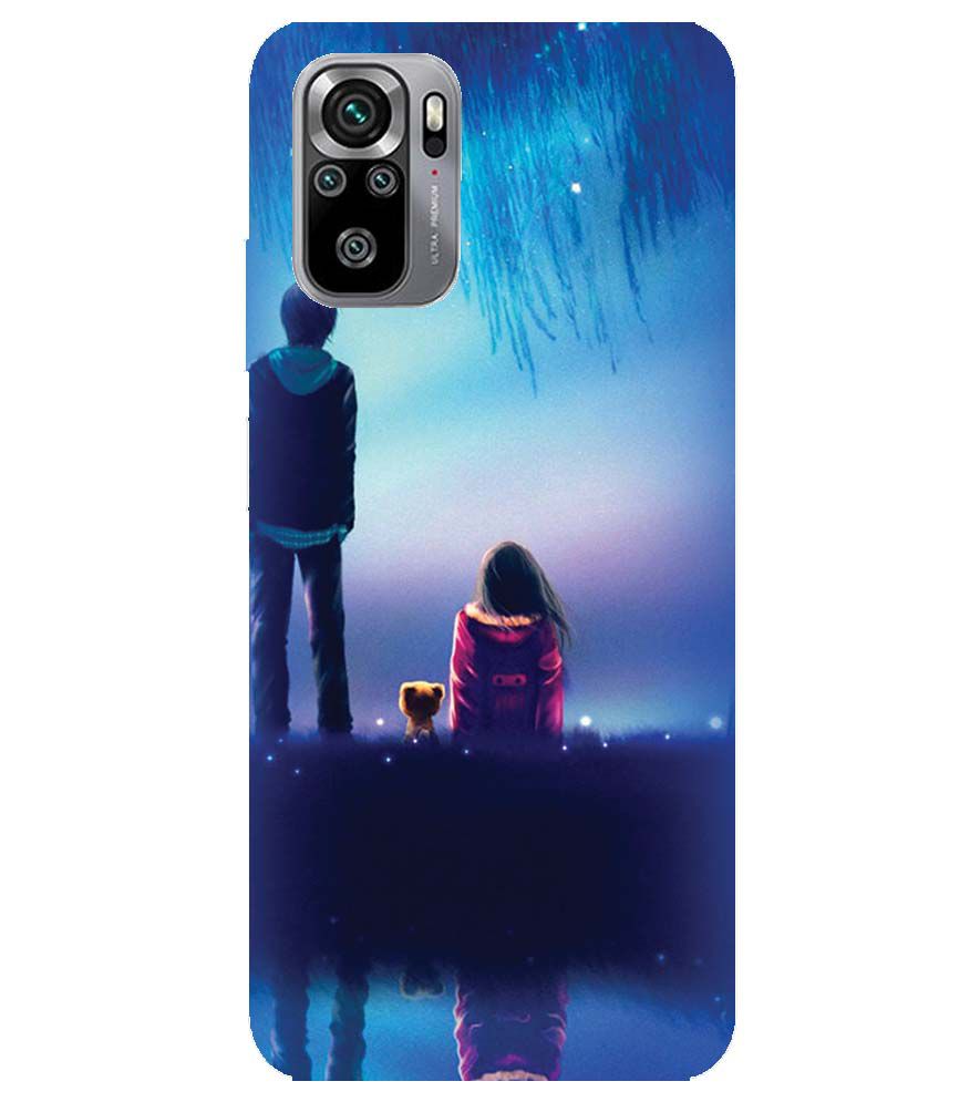 BT0106-A Girl And Boy With Blue Night Background Back Cover for Xiaomi Redmi Note 10