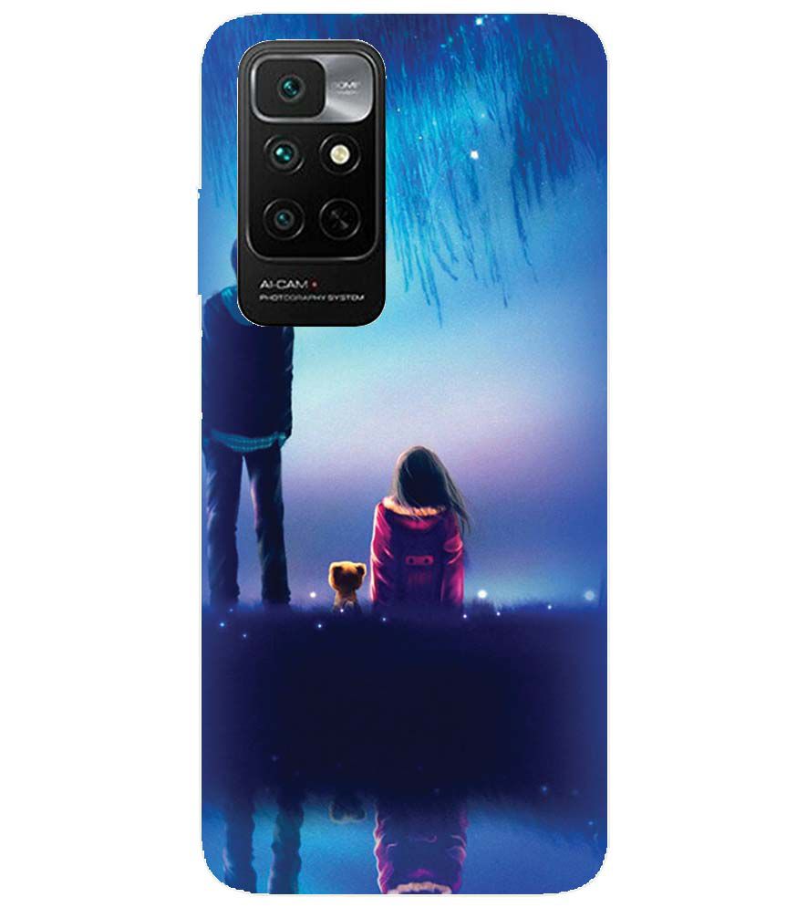 BT0106-A Girl And Boy With Blue Night Background Back Cover for Xiaomi Redmi Note 11 4G