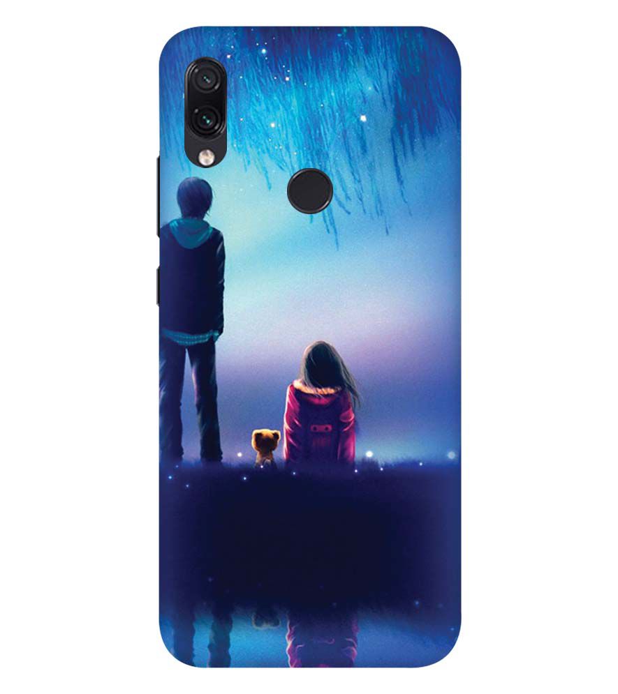 BT0106-A Girl And Boy With Blue Night Background Back Cover for Xiaomi Redmi Note 7S