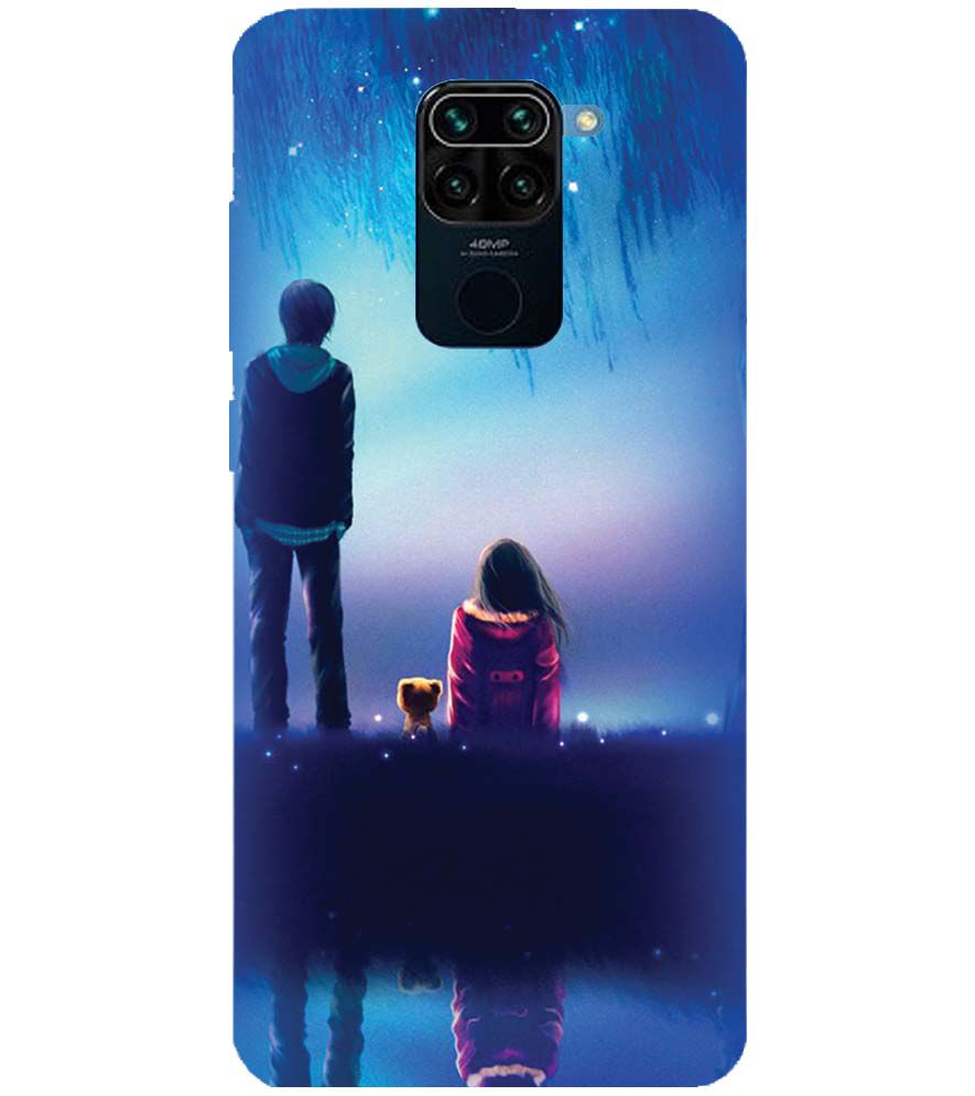 BT0106-A Girl And Boy With Blue Night Background Back Cover for Xiaomi Redmi Note 9