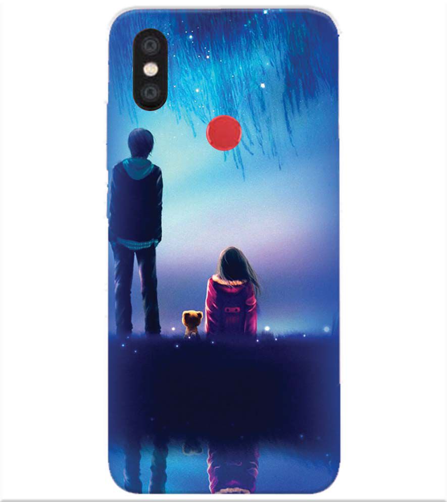 BT0106-A Girl And Boy With Blue Night Background Back Cover for Xiaomi Redmi Y2