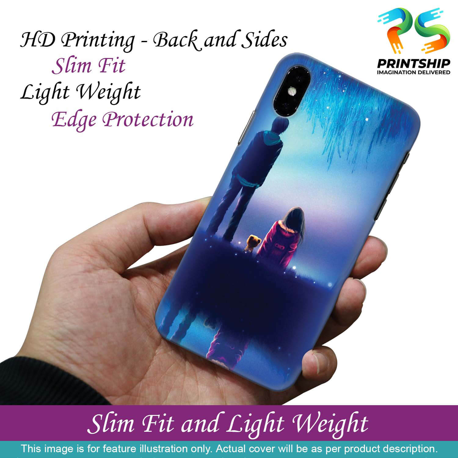 BT0106-A Girl And Boy With Blue Night Background Back Cover for Oppo Reno6 5G