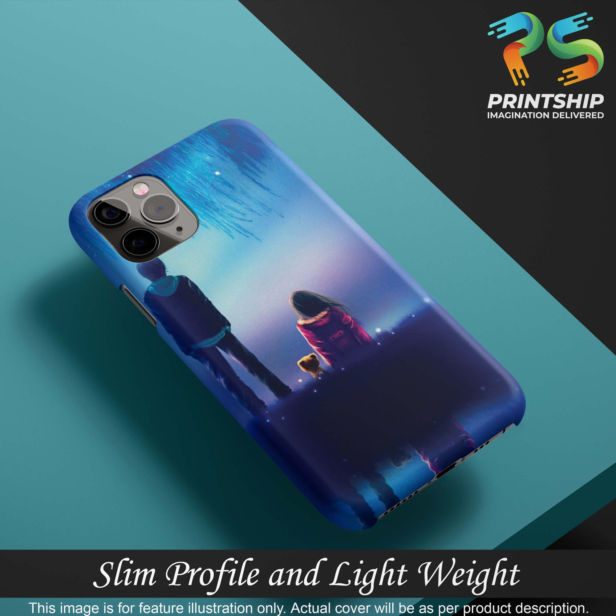 BT0106-A Girl And Boy With Blue Night Background Back Cover for Xiaomi Redmi Note 11 4G-Image4