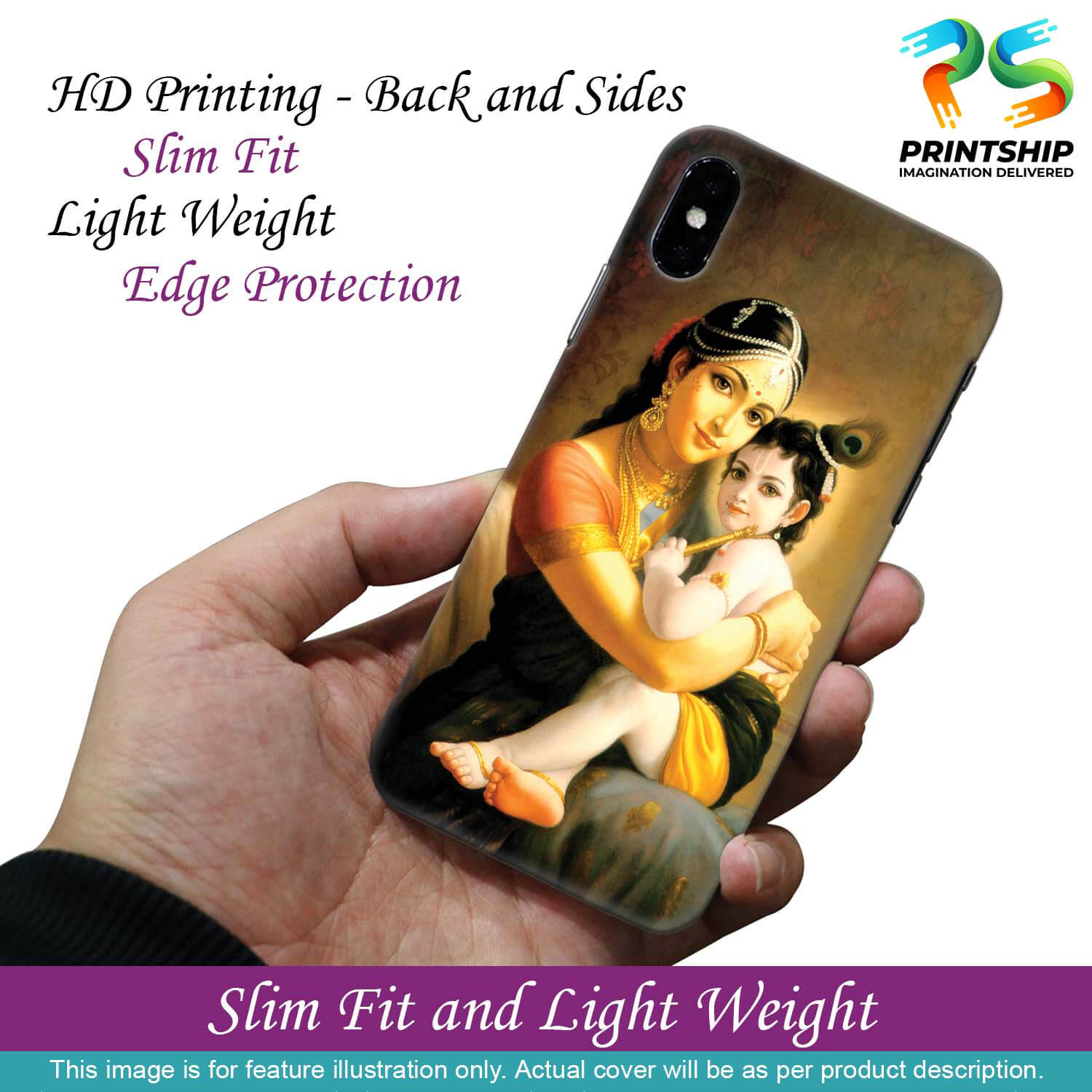 D1478-Krishna With Yashoda Back Cover for Xiaomi Redmi Note 9