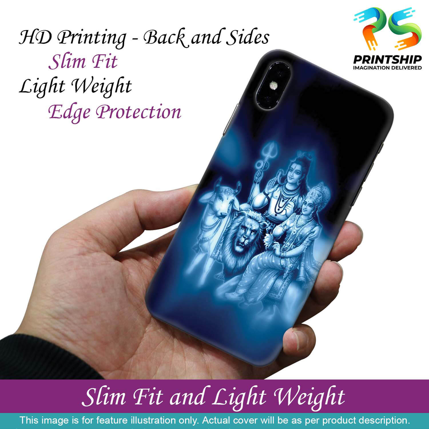 D1535-Shiv Parvati Back Cover for Vivo S1